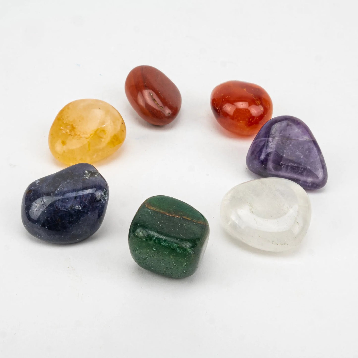 Gemstone Chakra Pouch w 7 Chakra Tumbled Stones & Printed Bag