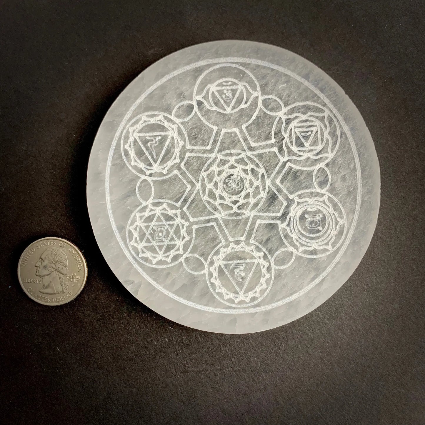 *Chakra Selenite Round Crystal Charging Plate | 10cm | Morocco