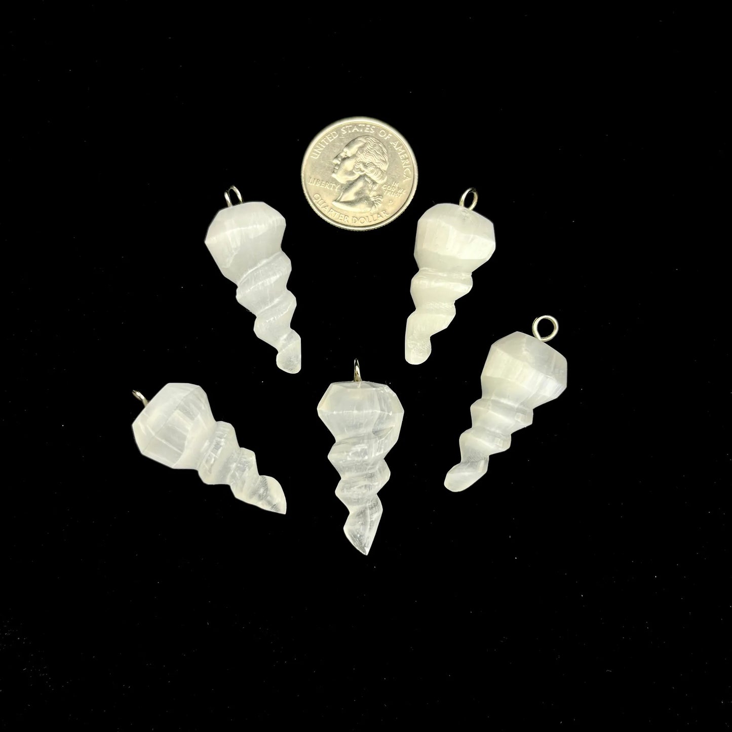 Selenite Unicorn Horn Pendants | Morocco