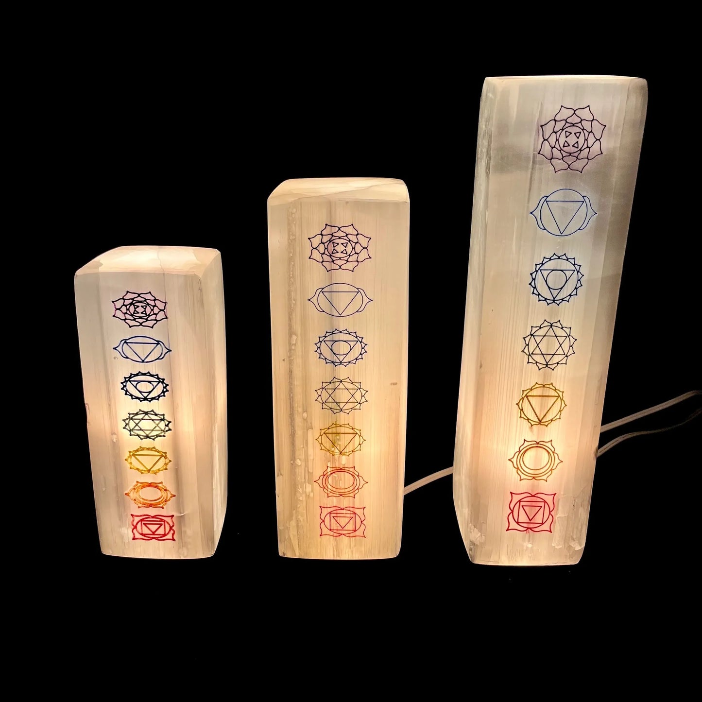 Selenite Lamp | Chakra Colored | Morocco | Choose a Size!