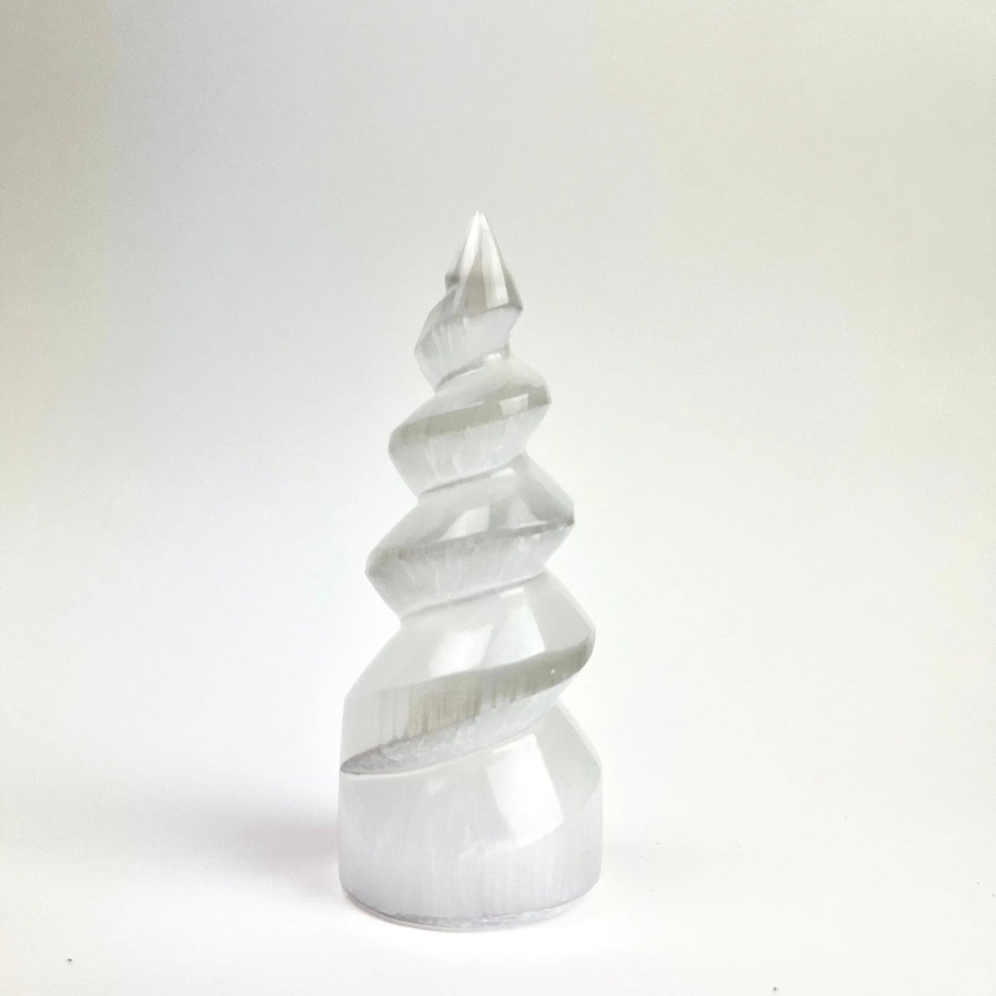 Selenite "Unicorn Horn" Standing Spiral Twist | Morocco