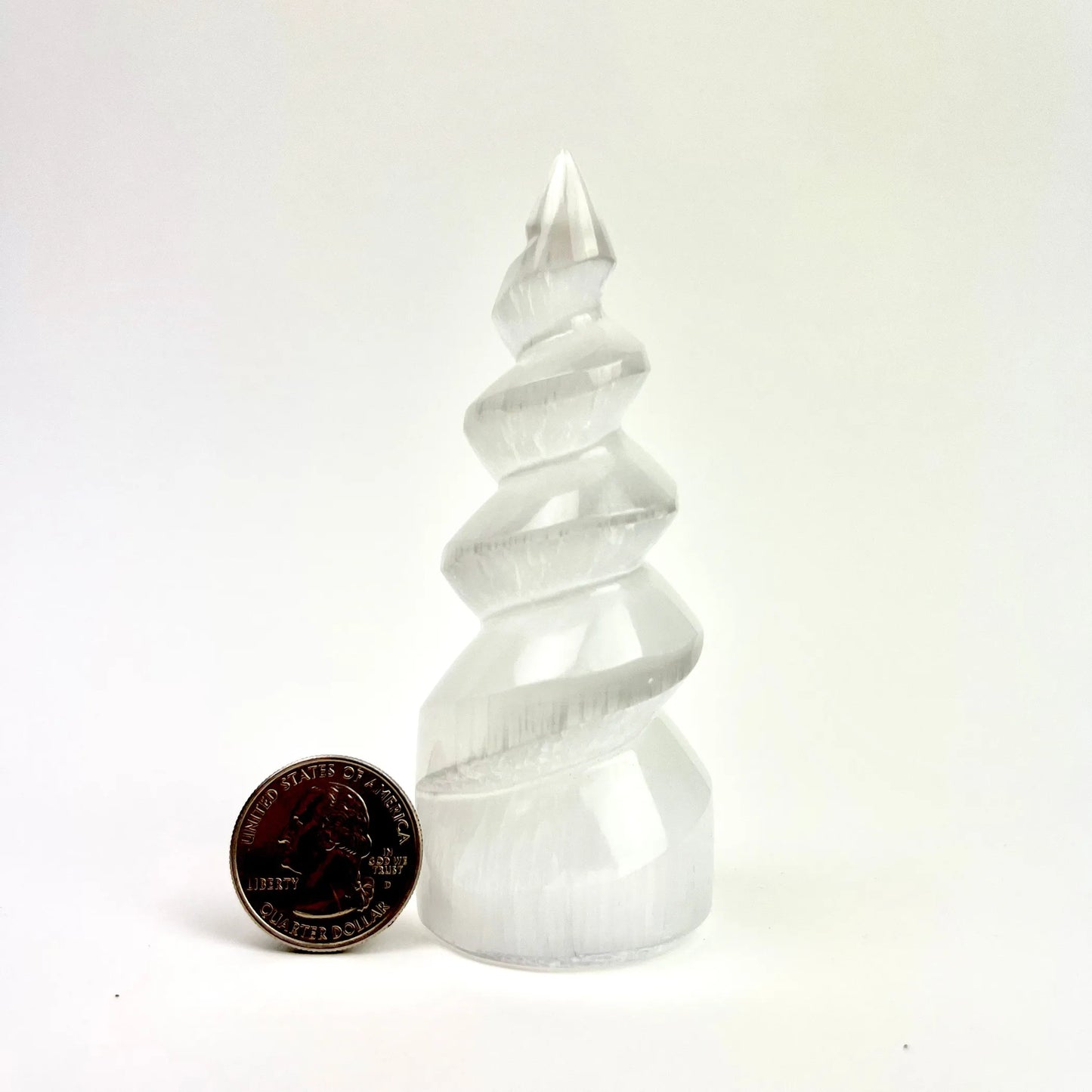 Selenite "Unicorn Horn" Standing Spiral Twist | Morocco